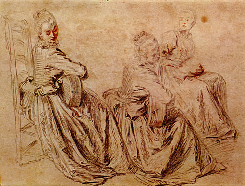 Three Studies of a Woman Ca 1716 Art Print