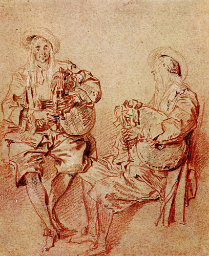 Two Studies of a Bagpipe Player Ca 1716