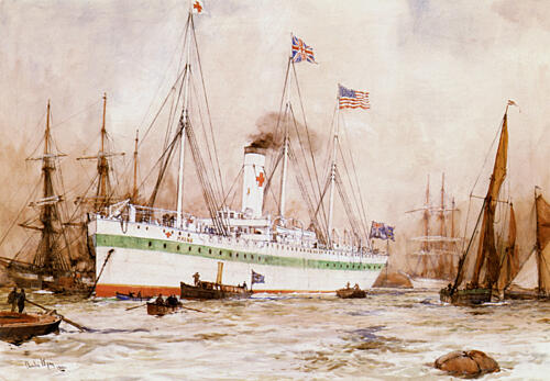 Hm Hospital Ship Maine Art Print by Charles Edward Dixon