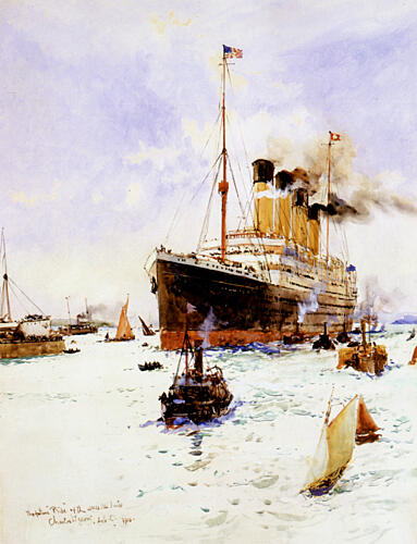 Rms Olympic Leaving Southampton 1910 Art Print by Charles Edward Dixon