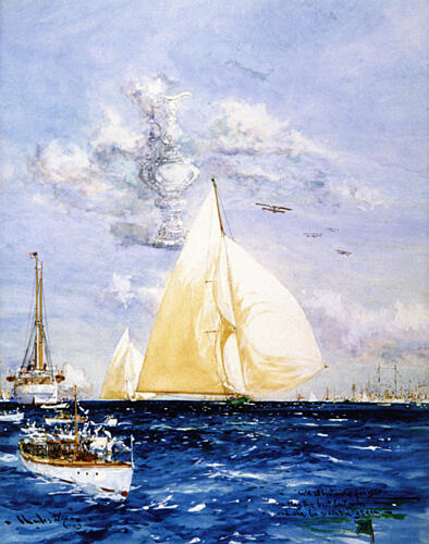 Shamrock V Running Before the Wind Art Print by Charles Edward Dixon