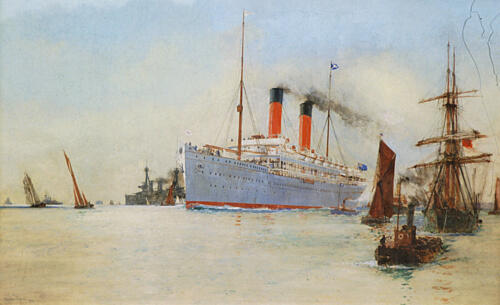 The Balmoral Castle Coming up the Solent 1910 Art Print by Charles Edward Dixon