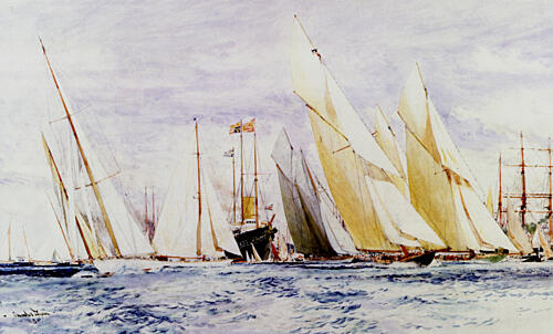 White Heather, Cambria, Astra Et Al Ready to Go, Cowes Art Print by Charles Edward Dixon