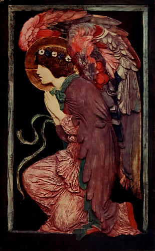 Angel Adoring Plaster Relief, Studio 1901 Art Print by Robert Anning Bell