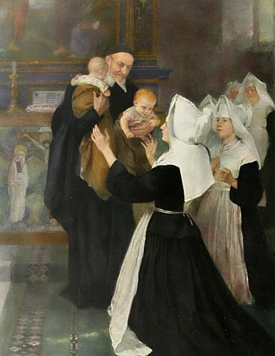 St. Vincent de Paul, Christliche Kunst 7 1910 Art Print by Gabriel Hackl