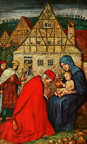 Madonna and Child, Christliche Kunst 10 1913 Art Print by Matthaus Schiestl