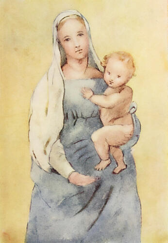 Madonna and Child, the Madonna of the Goldfinch 1917 Art Print by E.M. Steedman