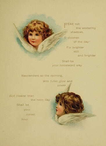 Angels 2, Birthday Blessings 1904 Art Print by Vintage Christian Art