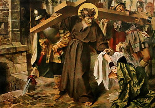 Christ Carrying Cross, Christliche Kunst 2 1905 Art Print by Vintage Christian Art