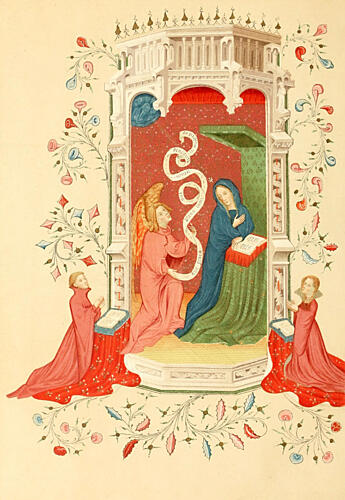 Annunciation, English Illuminated Manuscripts 1895 Art Print by Vintage Christian Art