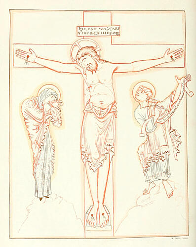Christ on Cross, English Illuminated Manuscripts 1895 Art Print by Vintage Christian Art