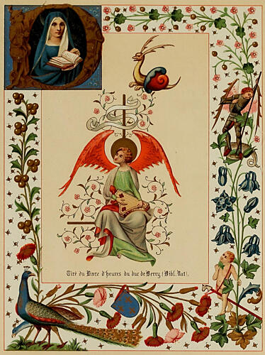 Angel with Musical Instrument, Fleurs DApres Nature Et Fleurs Ornementales 1890 Art Print by Vintage Christian Art