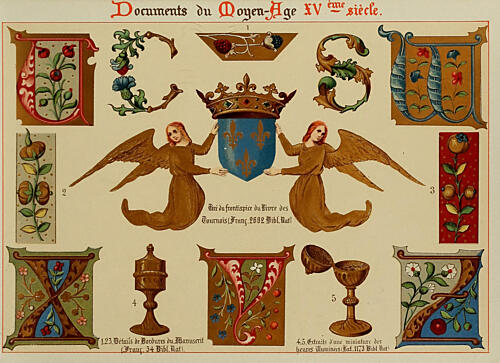 Var. with Pair of Angels, Fleurs DApres Nature Et Fleurs Ornementales 1890 Art Print