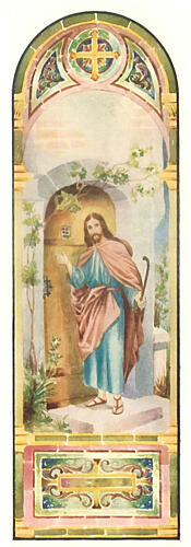 Behold I Stand at the Door, International Art Glass 1914 Art Print by Vintage Christian Art