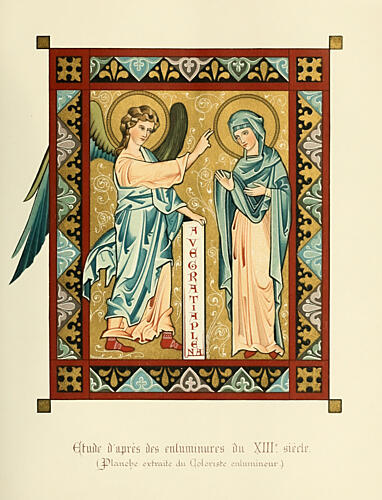 Annunciation, Revue de LArt Chretien 1857 Art Print by Vintage Christian Art