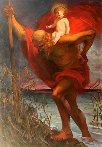 St. Christopher, Christliche Kunst 7 1910 Art Print by Georg Winkler