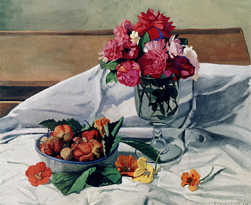 Flowers and Strawberries 1920 Art Print