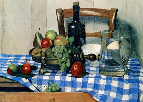 Still Life with Blue Check Cloth 1919