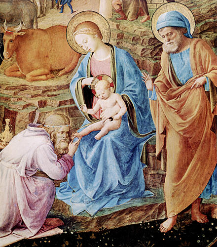 Adoration of the Magi Detail Ca 1430-1455 Art Print by Fra Angelico and Lippi