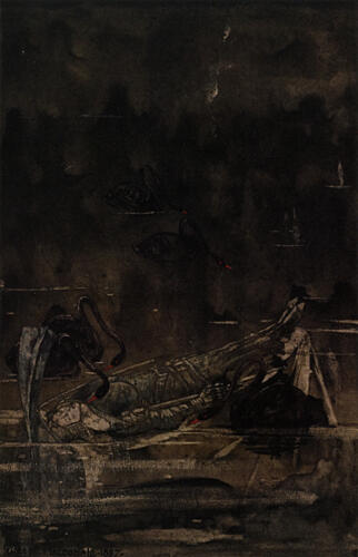 Death of Jehane from Golden Wings 1897 Art Print by Frances Macdonald