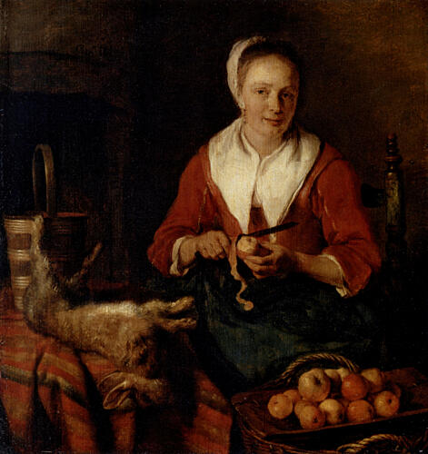 A Kitchen Maid Peeling Apples Ca 1655-7