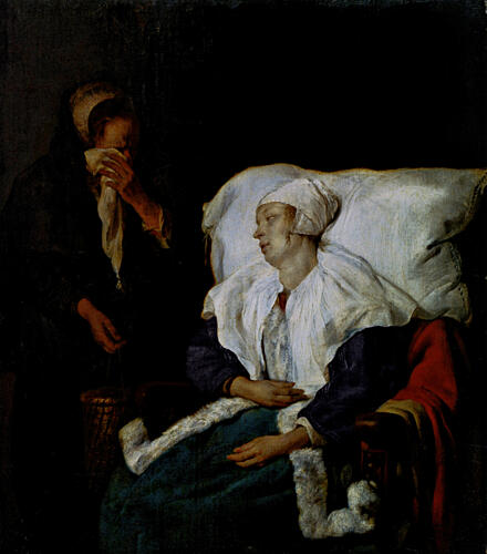 A Sick Woman and a Weeping Maidservant Ca 1657-9