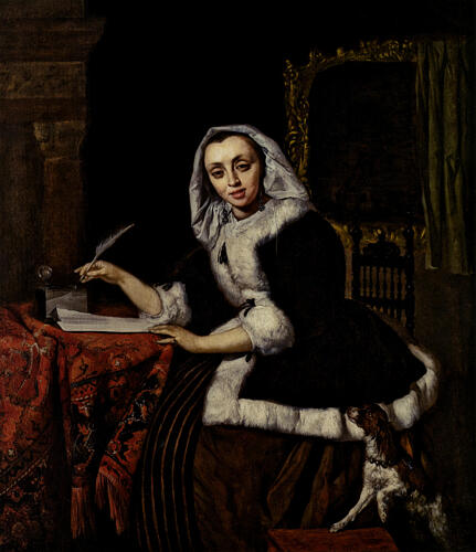 A Woman Writing a Letter Ca 1662-4 Art Print