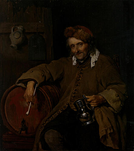 An Old Man Holding a Pipe and a Jug Ca 1661-3