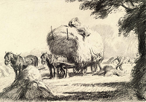 Piling Hay Art Print by George Soper