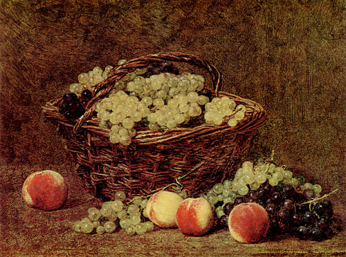 Basket of Grapes and Peaches 1895 Art Print