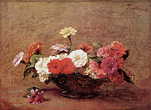 Zinnias 1891 Art Print