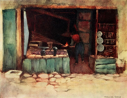 A Blacksmiths Shop, Constantinople 1906 Art Print by Warwick Goble