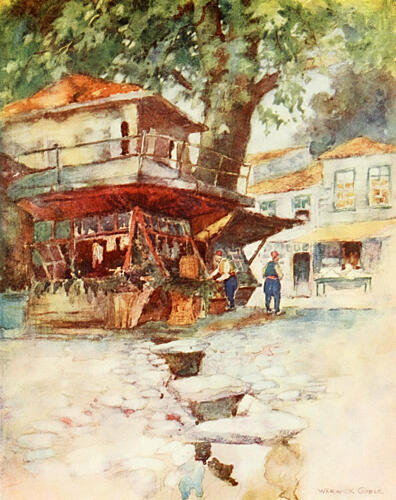 A Village Store at Kavak, Constantinople 1906 Art Print by Warwick Goble