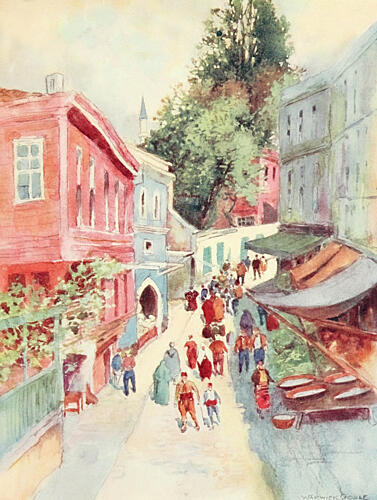Street Scene in Top Khaneh, Constantinople 1906 Art Print