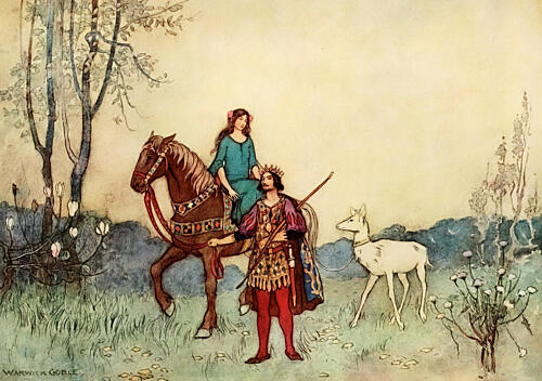 King Took Maiden on His Own Horse, Fairy Book 1913 Art Print