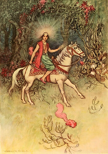 A Bright Light on His Head, Folk Tales of Bengal 1912 Art Print by Warwick Goble