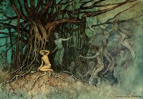 A Great Many Ghosts, Folk Tales of Bengal 1912 Art Print by Warwick Goble