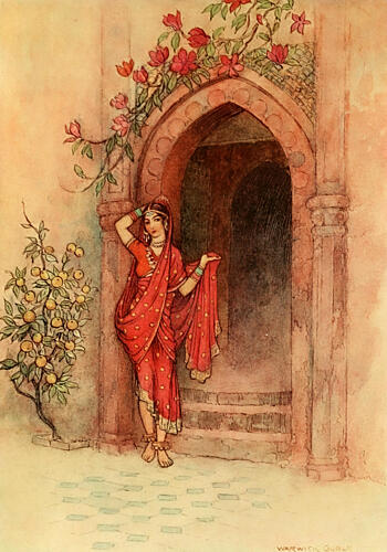 A Lady of Exquisite Beauty, Folk Tales of Bengal 1912 Art Print by Warwick Goble
