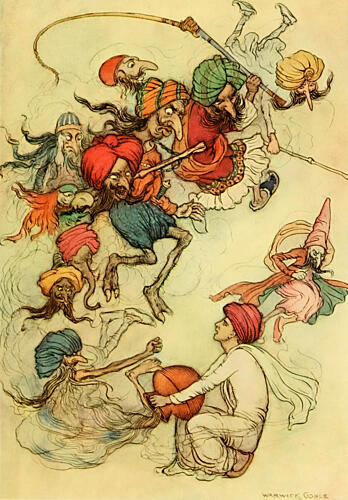 A Score of Demons, Folk Tales of Bengal 1912 Art Print by Warwick Goble
