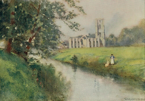 Fountains Abbey from the South-East, Greater Abbeys of England 1908