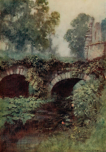 Fountains Abbey, a Bridge, Greater Abbeys of England 1908 Art Print