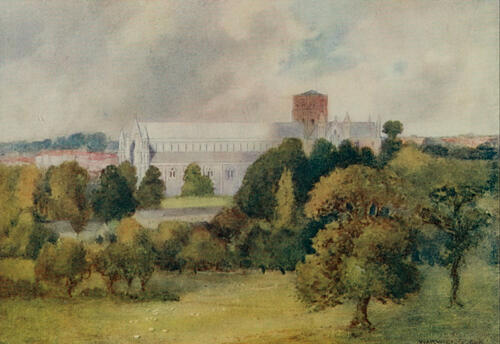 St. Albans Cathedral, Greater Abbeys of England 1908 Art Print