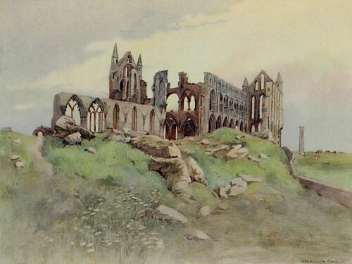 Whitby Abbey from the South-West, Greater Abbeys of England 1908 Art Print