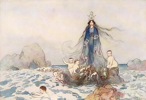 Queen of the Waves, Green Willow 1910 Art Print