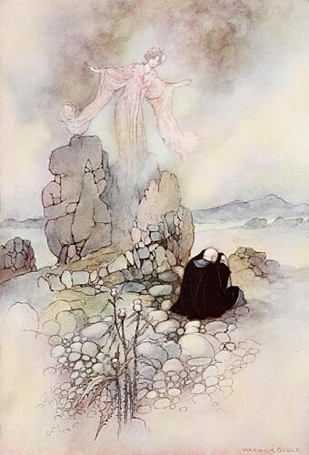 Tamamo, the Fox Maiden, Green Willow 1910 Art Print