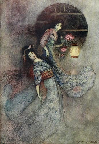 The Peony Lantern, Green Willow 1910 Art Print