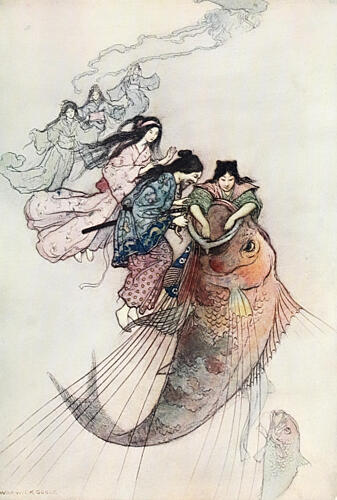 The Sea King and the Magic Jewels 2, Green Willow 1910 Art Print