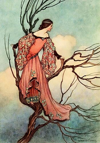 At Even-Tide She Climbed into a Tree, the Fairy Book 1913