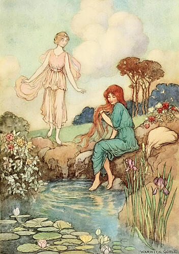 She Let Her Hair Fall Loose, the Fairy Book 1913 Art Print