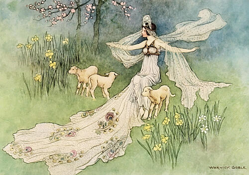 The Beasts of Prey Turned into Three Lambs, the Fairy Book 1913 Art Print